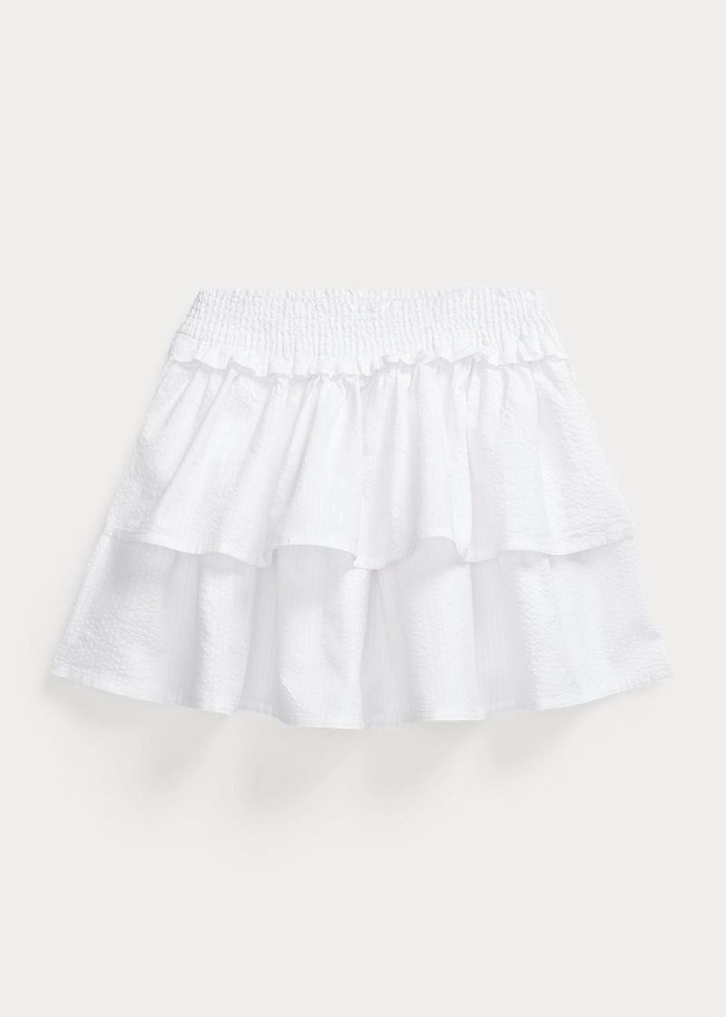 Faldas Ralph Lauren Niña 7-14 Años Tiered Cotton Seersucker Chile Blancas QEIBV-9627